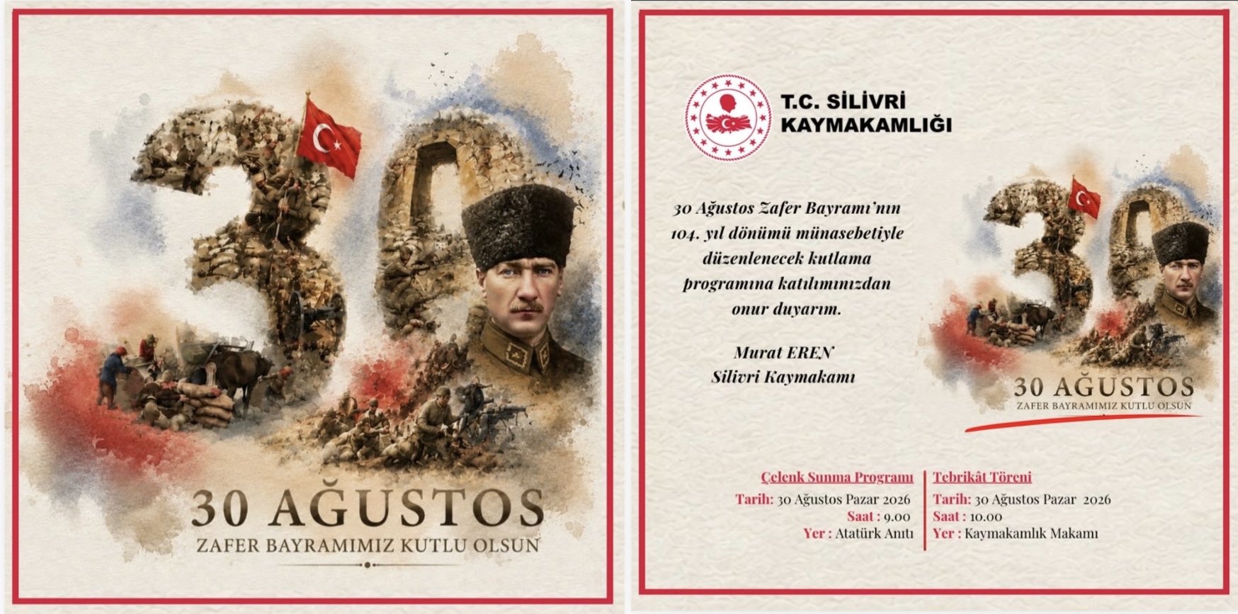 Silivri’de 30 Ağustos Zafer Bayramı’nın 104. Yılı Coşkuyla Kutlanacak