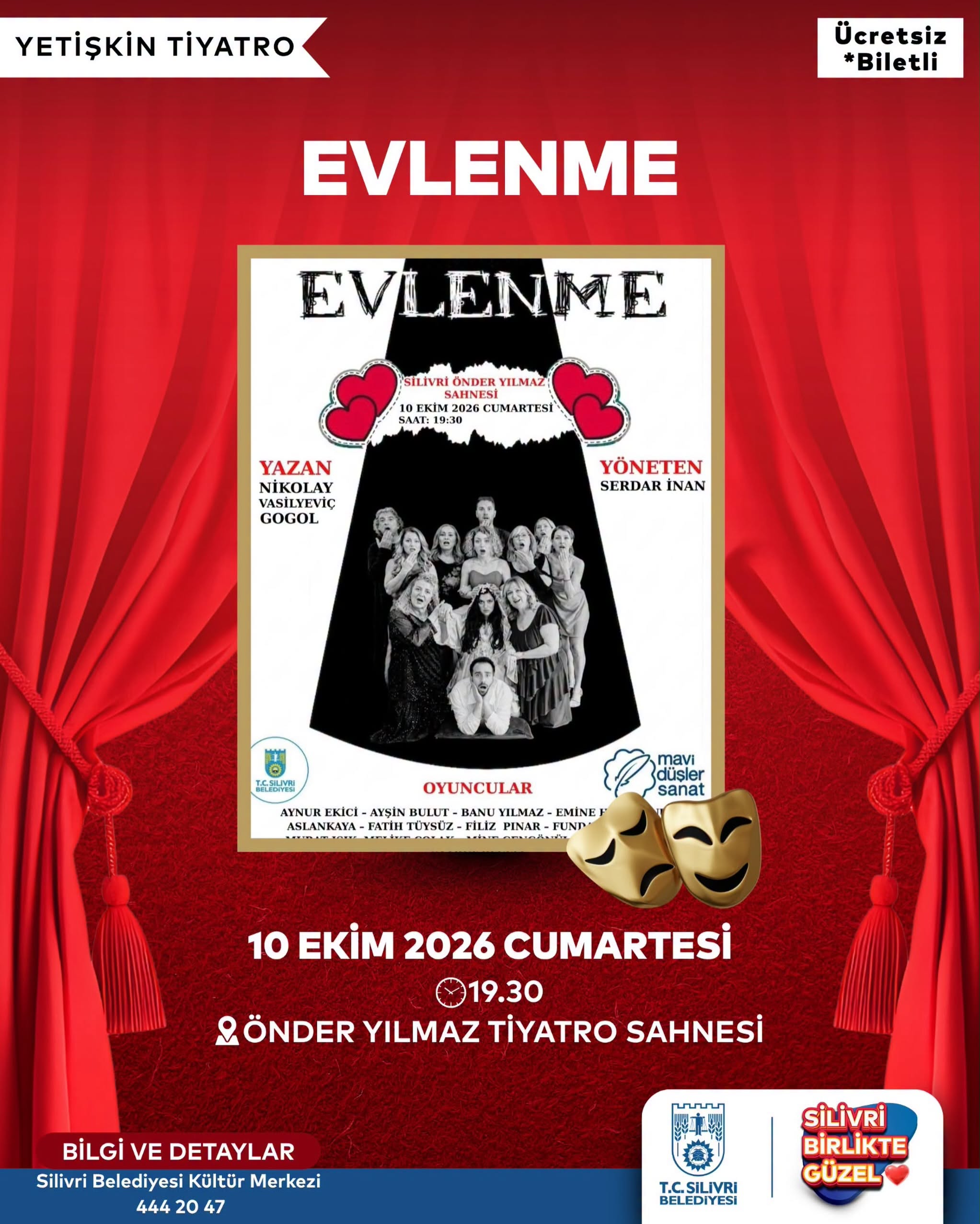 Silivri’de Tiyatro Keyfi: "Evlenme" Oyunu Tiyatroseverlerle Buluşuyor