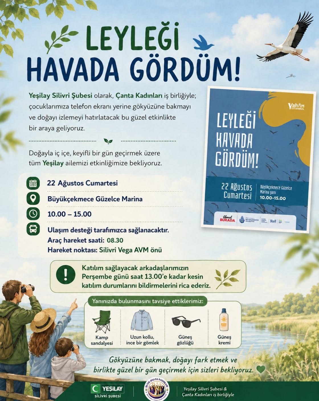 Silivri Yeşilay’dan Doğa Etkinliği: “Leyleği Havada Gördüm!”
